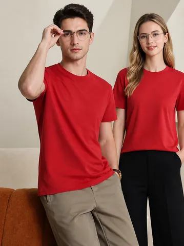 T-Shirt Décontracté à Col Rond et Manches Courtes en Mélange de Coton Pour Hommes Femmes Couleur Unie Haut en Coton à l'Ammoniaque Liquide