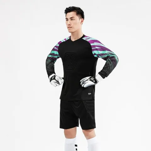 Professional Soccer Goalkeeper Jersey Suit Padded Goalie Uniform Quick Dry Breathable Long Sleeve Training Shirt And Pants