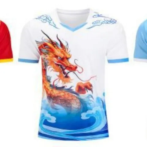 Traje de Carreras de Bote Dragón de Secado Rápido para Hombre Patrón de Dragón Tradicional Cuello en V Manga Corta Top And Bottom