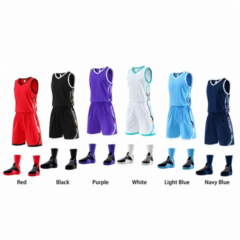 Men Kids Basketball Jersey Set Breathable Quick Dry Sleeveless Top And Bottom Athletic Training Uniform Competition Sportswear