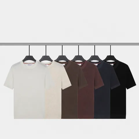 T-shirt en Maille Ice Silk pour Hommes Col Rond Manches Courtes Top Style Old Money Business Casual Couleur Unie Respirant