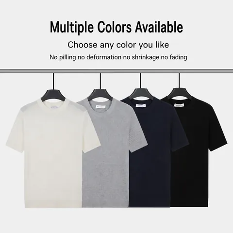 Men Ice Silk Cooling Waffle Knit T-Shirt Short Sleeve Polo Collar Viscose Polyester Breathable Casual Streetwear Top