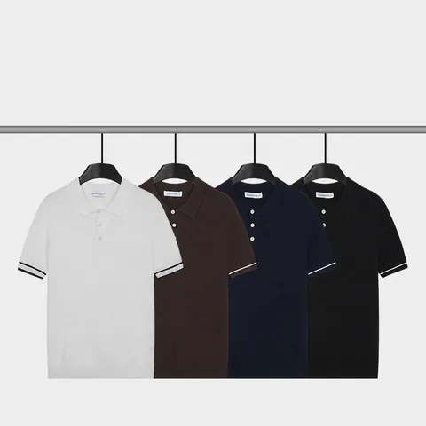 Heren Ice Silk Verkoelend Korte Mouw Gebreid Poloshirt Ademend Casual Effen Kleur Geplooid Top Voor Zomer Dagelijks