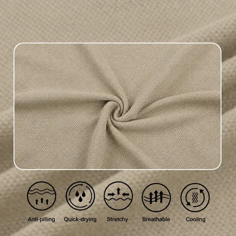 Polo Décontracté pour Hommes Tricoté Manches Courtes Mélange Viscose Polyester Ice Silk Respirant Slim Fit Polo Rétro