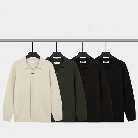 Men's Business Casual Knit Cardigan Sweater Zipper Polo Collar Viscose Blend Long Sleeve Warm Ribbed Vertical Stripe Top