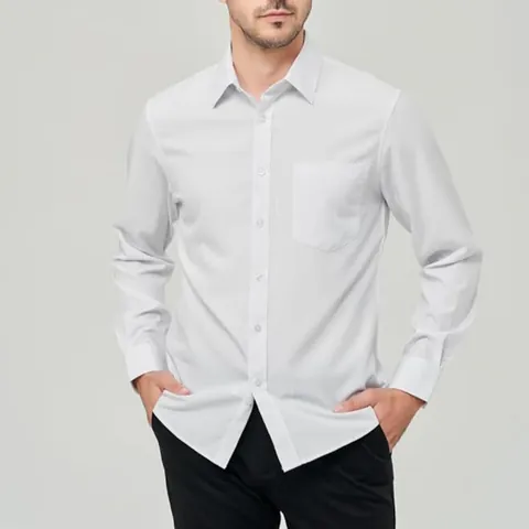 Camisa de Vestir Elástica para Hombre Manga Larga Poliéster Elastano Sin Plancha Transpirable Ajuste Ceñido Casual con Bolsillo