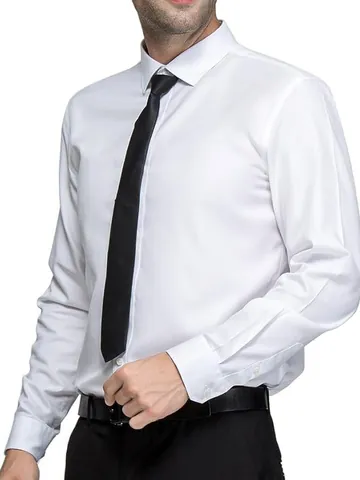 Camicia da Uomo Professionale Slim Fit Non Stiro a Maniche Lunghe in Poliestere Elasticizzato Tinta Unita Business Ufficio Lavoro Top