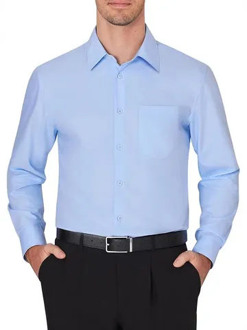 Camisa de Manga Larga Business Casual para Hombre Elástica en Cuatro Direcciones Resistente a las Arrugas sin Planchado con Bolsillo