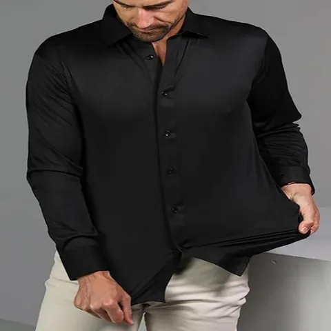 Chemise de Soirée Homme Slim Fit Extensible dans les Quatre Sens Sans Repassage Infroissable Manches Longues Top Formel Professionnel Travail Bureau