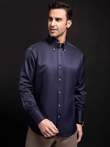 Camicia da Uomo in Poliestere Business Casual a Maniche Lunghe Con Bottoni in Strass Elegante Camicia Slim Fit Senza Stiro