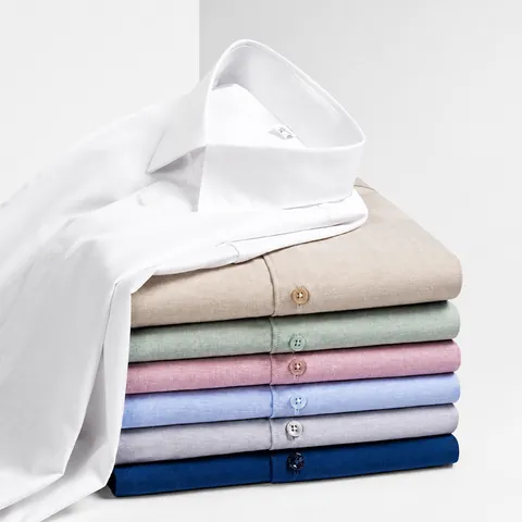 Men Casual Linen Polyester Shirt Long Sleeve Solid Color Breathable Modal Blend Button Up Business Work Shirt Top No Pocket