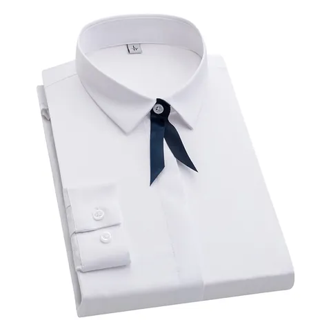 Camicia da Uomo in Misto Fibra di Bamboo e Poliestere a Maniche Lunghe Collo alla Francese Traspirante Business Casual Tinta Unita