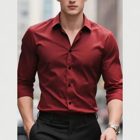 Camisa de Vestir Formal de Negocios para Hombre Mezcla de Algodón Poliéster Slim Fit Manga Larga Ropa de Trabajo Profesional