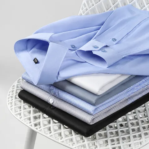 Chemise Habillée Homme Manches Longues Mélange Modal Polyester Sans Repassage Couleur Unie Haut de Travail Formel