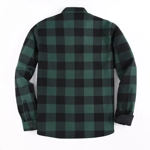 Camisa de Franela a Cuadros Cálida para Hombre Forro de Felpa Chaqueta de Camisa Casual de Manga Larga para Invierno