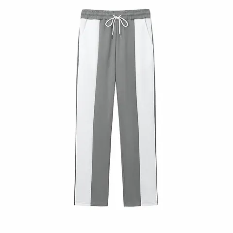 Men's Casual Sporty Jogger Pants Contrast Color-Block Patchwork Drawstring Elastic Waist Quick-Dry Loose Workout Bottoms