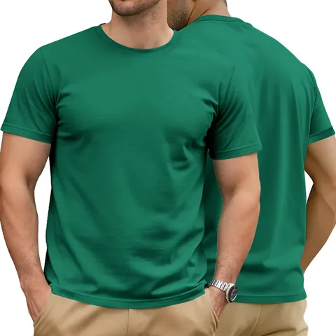 Men's Casual 100% Cotton Short Sleeve T-Shirt Basic Solid Color Round Neck Top For Summer Outdoor Sports Daily Wear