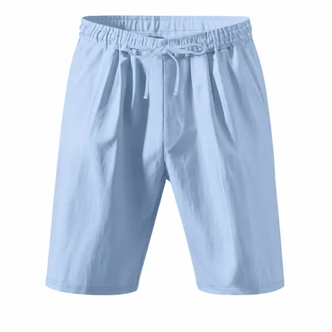 Men's Casual Linen Shorts Breathable Quick Dry Beach Five-Point Pants Summer Sports Linen Polyester Blend Straight Shorts