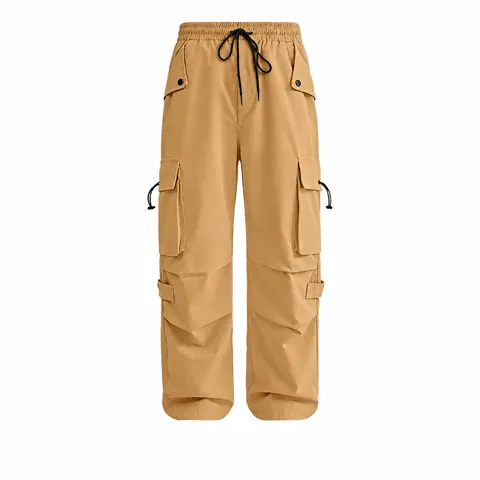 Men American Techwear Cargo Pants Parachute Pants Loose Straight Leg Quick Dry Multi-Pocket Tactical Trousers Streetwear Casual Pants