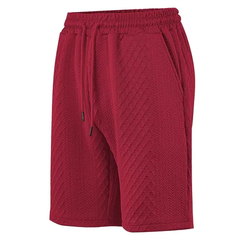 Pantalones Cortos Casuales de Jacquard de Poliéster para Hombre Verano Holgados Transpirables con Cordón Cintura Elástica Patrón Geométrico Bottom para Hombres