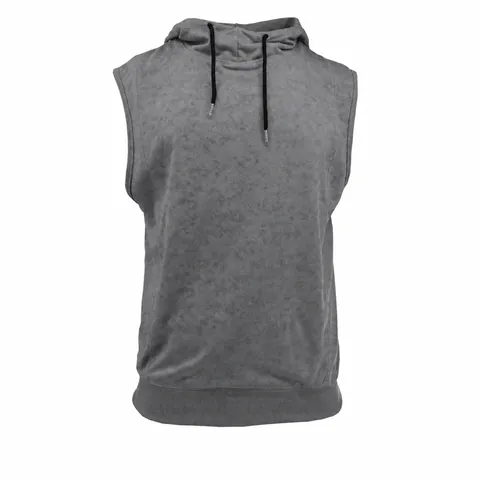 Men European Style Casual Sleeveless Hoodie Polyester Knitted Solid Color Drawstring Loose Fit Sport Vest Top For Everyday Wear