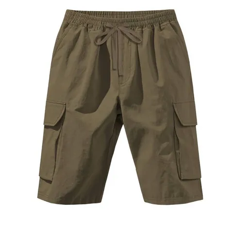 Men's Casual Cargo Shorts American Loose Fit Tactical Work Shorts With Multi Pockets Elastic Drawstring Waist Shorts Bottom