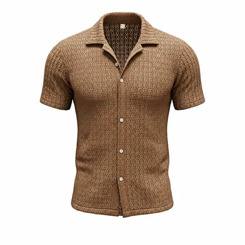 Polo da Uomo a Maniche Corte in Maglia Strutturata Estiva Traspirante Tinta Unita Revers Abbottonato Top Casual per Uomo Leggero Comfort Abbigliamento Moda