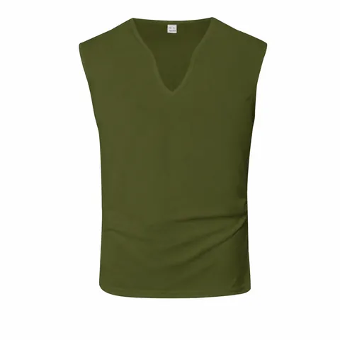 Herren Sportlich V-Ausschnitt Ärmellos Weste Atmungsaktiv Einfarbig Polyester Tanktop Für Fitness Sommer Casual Strand
