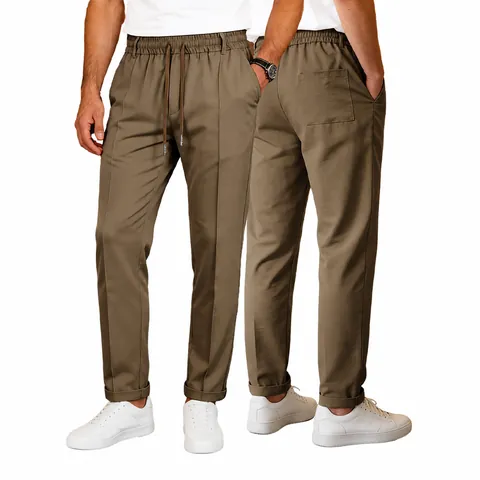 Pantalon de Sport Décontracté pour Hommes Jambe Droite Polyester Couleur Unie Taille Élastique Cordon Course Fitness Bas