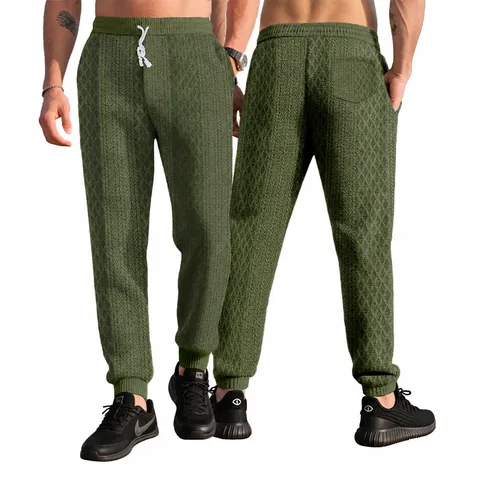 Pantaloni da Jogging Casual da Uomo in Jacquard Traspirante a Gamba Dritta Con Coulisse per Moda Estiva all'Aperto Parte Inferiore