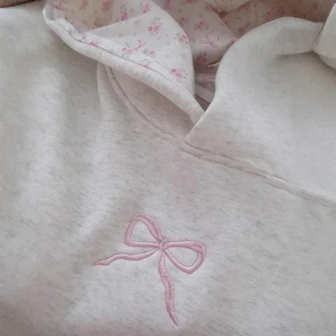 Women American Vintage Retro Cotton Hoodie Simple Bow Floral Graphic Long Sleeve Top Pullover Oversized Sweatshirt