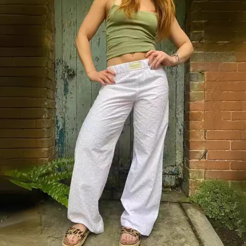 Women Casual Striped Wide-Leg Pants High Waist Loose Streetwear Trousers Fashion Striped Bottoms Comfortable Polyester Pants