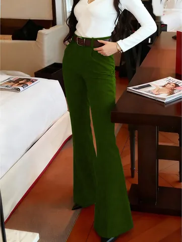 Women High Waist Flare Suit Pants Elegant Drape Trousers Office Lady Solid Color Full Length Bottom Suit Fabric Pants