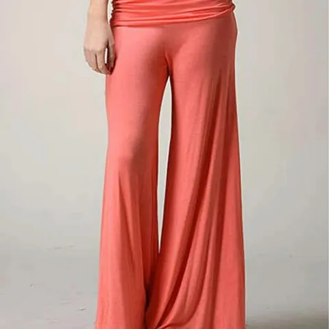 Women Casual Wide Leg Flare Yoga Pants Solid Color Loose Knitted Trousers High Waist Summer Fitness Lounge Bottom