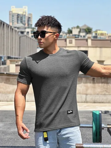 Men's American Style Quick-Dry T-Shirt Crew Neck Snake Pattern Texture Sport Fitness Short Sleeve Top Polyester Breathable Gym Workout Apparel
