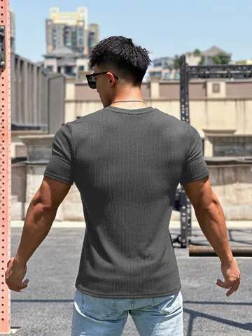 Men's American Style Quick-Dry T-Shirt Crew Neck Snake Pattern Texture Sport Fitness Short Sleeve Top Polyester Breathable Gym Workout Apparel