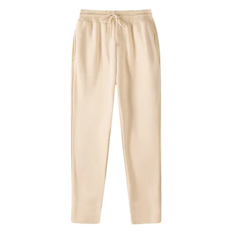 Men's Fleece Lined Sweatpants Casual Straight Leg Polyester Joggers Warm Winter Sports Pants Solid Color Drawstring Trousers
