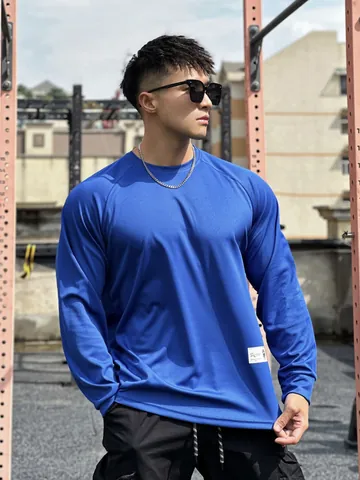 Men's Sport Mesh Long Sleeve T-Shirt Breathable Moisture Wicking Raglan Sleeve Pullover Gym Training Basketball Fitness Top