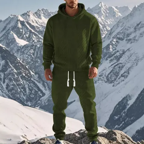Completo da Uomo Felpa con Cappuccio Jacquard e Pantaloni Tuta Casual Manica Lunga Felpa e Pantaloni Sportivi Top e Bottom