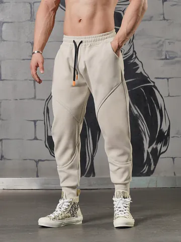 Pantaloni Jogger Sportivi da Uomo in Misto Cotone con Inserti 3D Pantaloni Casual per Fitness Corsa Allenamento Fondo con Polsini