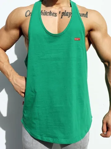 Men's Muscle Fitness Cotton Tank Top Breathable Loose Sleeveless Shirt For Gym Workout Bodybuilding Training Sports Top