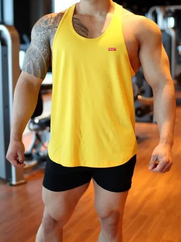 Men's Muscle Fitness Cotton Tank Top Breathable Loose Sleeveless Shirt For Gym Workout Bodybuilding Training Sports Top