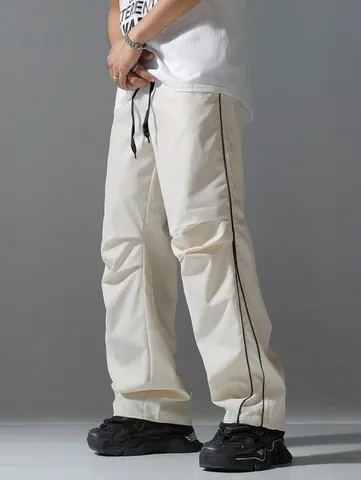 Men's High Street Parachute Pants Quick Dry Acrylic Stripe Cargo Pants Loose Baggy Casual Sport Jogger Bottoms