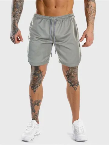 Men's Fitness Training Shorts Quick-Dry Breathable Slim Fit Sporty Running Shorts Summer Five-Point Bottom Pants With Drawstring