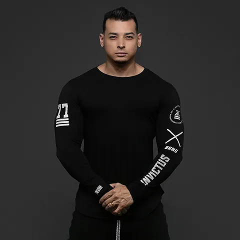 Men Athletic Compression Long Sleeve Top Cotton Blend Breathable Sport T-Shirt Gym Training Muscle Fitness Base Layer Top