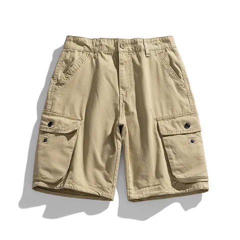 Pantalones Cortos Cargo de Algodón de Verano para Hombre Estilo Coreano con Múltiples Bolsillos Moda Casual Pantalones Cortos Rectos Holgados para Uso Diario al Aire Libre