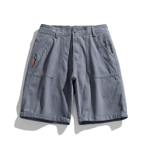 Pantalones Cortos Cargo Retro para Hombre Verano Algodón Ajuste Holgado Casual Multi Bolsillo Estilo Coreano Color Sólido Bottom