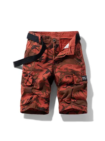 Men's Summer Military Camouflage Cargo Shorts Cotton Multi-Pocket Tactical Outdoor Casual Shorts With Adjustable Belt