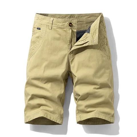 Men's Summer Casual Cargo Shorts 100% Cotton Loose Fit Multi-Pocket Breathable Stretchy Bottom Outdoor Daily Wear Fashion Shorts