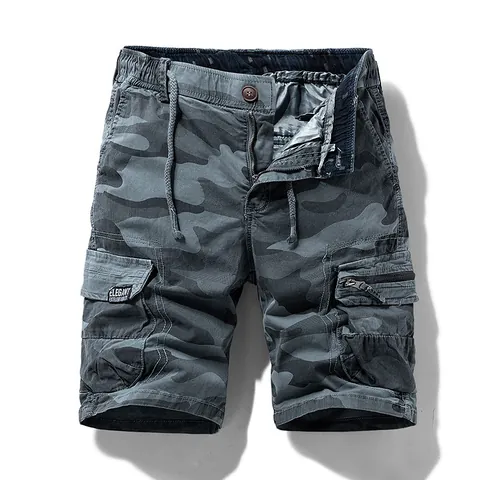 Men's Casual American Street Style Camouflage Cargo Shorts With Multi Pockets Cotton Summer Fashion Loose Fit Bottoms